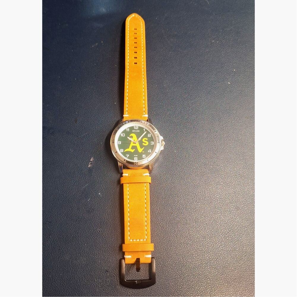 MLB Oakland A's  Sparo Watch Jewelry Brown Leather Wrist Band  New